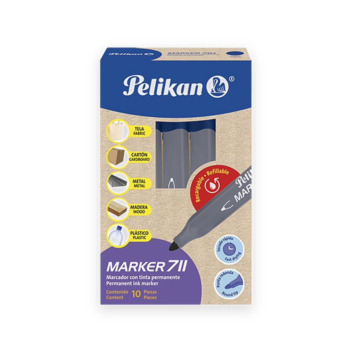 Marcador Permanente Pelikan #711, 10 unidades